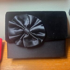 Black Velvet  Clutch Evening Bag With Satin Bow 8”x5.5”x2”